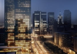 130-metrowy wieżowiec u zbiegu Prostej i Żelaznej na miejscu socrealistycznego budynku Mennicy