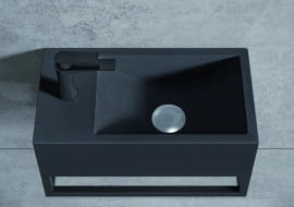 Umywalka ścienna Bernstein BA18 czarny kwarc z konsolą ścienną.
