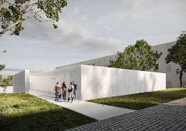 Pawilon mykwy w Oświęcimiu. Proj. Nizio Design International. Wizualizacja od ul Berka Joselewicza