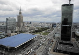 17.05.2012 WARSZAWA , ULICA CHALBINSKIEGO . WIDOK Z ORCO TOWER . FOT.PRZEMEK WIERZCHOWSKI / AGENCJA GAZETA SLOWA KLUCZOWE: PANORAMA WIDOK ZLOTA APARTAMENTOWIEC ORCO TOWER