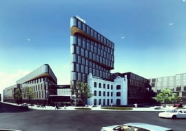 Wizualizacja nowej siedziby firmy Comarch, która powstanie na rogu ulic Jaracza i Uniwersyteckiej w Łodzi