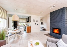 Wystrój wnętrz, drewno, salon