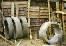 Jeśli grubość warstw słabych gruntów nie jest większa niż 2-3 m, budynek można posadowić na studniach kopanych. Wykonuje się je z kręgów betonowych.