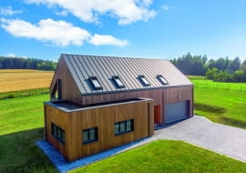 Dom jednorodzinny w Bystrzycy, panele dachowe na rąbek