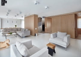 nowoczesne wnętrza w bieli i drewnie