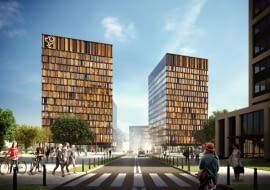 Brama Miasta - nowy biurowiec w pobliżu Dworca Łódź Fabryczna projekt: medusa group, wykonawca: Skanska