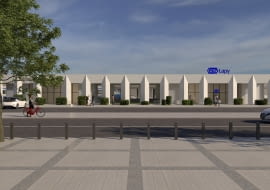 Wizualizacja wstępnej koncepcji nowego dworca w Łapach