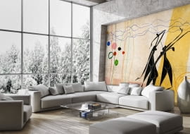 Tu tapeta będzie centralnym elementem aranżacji salonu, nie sposób jej nie zauważyć