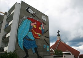 Mural autorstwa Ozmo Gionatta Gessi wykonany podczas pierwszej edycji Festiwalu Monumental Art na gdańskim osiedlu Zaspa.