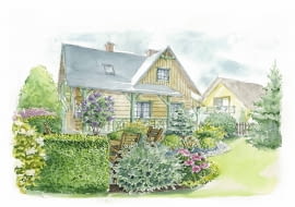 Z kwitnącą rabatą