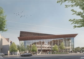 Nowa siedziba Teatru Muzycznego w Poznaniu. Widok od ul. Św. Marcin