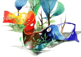 Gabriel Rechowicz, projekt kompozycji przestrzennej w ogrodzie prywatnej rezydencji w Paryżu, lata 80-te XX wieku