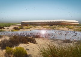 Platforma obserwacyjna flamingów w rezerwacie Al Wathba (Zjednoczone Emiraty Arabskie). Proj. AIDIA STUDIO