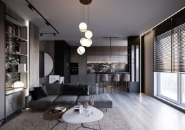 Monochromatyczne mieszkanie w odcieniach szarości