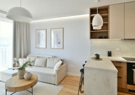 Skandynawski salon z kuchnią