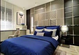 Z efektem linii - aranżacja sypialni projektu Krzysztofa Mirucia