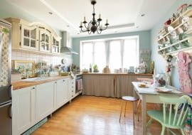 aranżacje kuchni, kuchnia w stylu retro, meble kuchenne