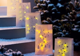 ogrodowe lampiony, świecące torebki, papierowe lampiony, oświetlenie ogrodu, światło na tarasie i balkonie