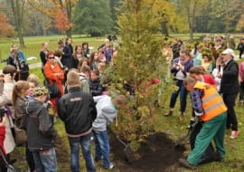 Goście i laureaci Święta Drzewa sadzą cypryśnik