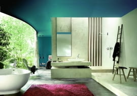 Minimum formy, maksimum wygody: W tej łazience zastosowano organiczną serię armatury łazienkowej. Ma minimalistyczną formę, ale jest bardzo ergonomiczna. Pozwala też oszczędzać wodę. Axor Starck Organic, od 1742 zł, Hansgrohe, hansgrohe.pl