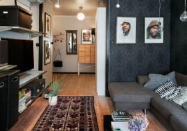 mieszkanie w męskim stylu, mieszkanie dla singla, mieszkanie w męskim charakterze, mieszkanie dla mężczyzny, ciemne kolory w mieszkaniu