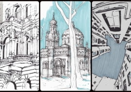 Łódź rysowana przez Błażeja Ciarkowskiego