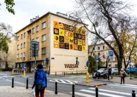 Mural Wallphabet przy ul. Madalińskiego 11 w Warszawie. Proj. Good Looking Studio