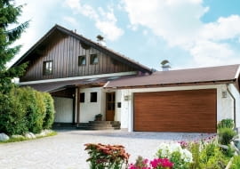 brama garażowa, dom, podjazd, garaż w bryle