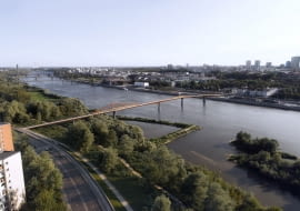 Nowy warszawski most pieszo-rowerowy przez Wisłę. Proj. Schuessler-Plan Inżynierzy