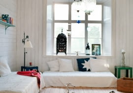 Country style living room with wooden floor