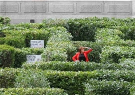 Zielony labirynt na Trafalgar Square w Londynie