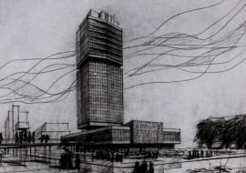 Tak pierwotnie miał wyglądać krakowski Szkieletor - projekt budynku NOT