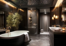 Efekt nocnego nieba można łatwo uzyskać za pomocą specjalnych płyt i ledowych diod. To ciekawy sposób na udekorowanie, np. łazienki.