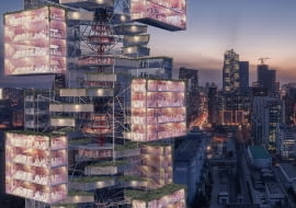 eVolo Skyscraper Competition 2020 - wieżowiec Epidemic Babel. Proj. D Lee, Gavin Shen, Weiyuan Xu, and Xinhao Yuan z Chin