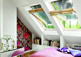 sypialnia, okna dachowe