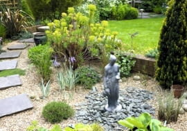 Small well designed town garden with sculpture - Queens Gate, Bristol