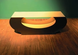 Curve table, stolik, tektura i szkło, proj. Tekturowy Harry, 500 zł, dawanda.pl