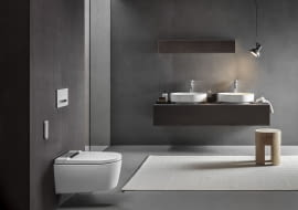 Zabudowa stelaży podtynkowych WC znacznie wycisza działanie przyborów sanitarnych.