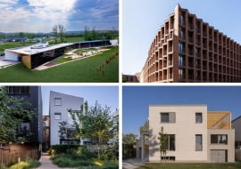 U góry: z lewej - przedszkole Ptasie Radio w Bobrownikach; Z prawej - Bernardyńska 1 we Wrocławiu. Na dole: z lewej - Murawa 2 w Poznaniu; Z prawej - Dom Szczotkowany w Swarzędzu