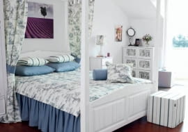 <b> Kupując narzutę i dekoracyjne poduszki, pamiętajmy, że sypialnię urządzamy tylko dla siebie. Przy wyborze tkanin nie kierujmy się więc wyłącznie modą - zadbajmy o to, by ich gatunek, kolory, wzory i faktura sprzyjały dobremu wypoczynkowi. </b> <BR /> Avinon, bawełna i Poliester, narzuta 210 x 260 cm, 249 zł, poszewki: 40 x 40 cm (wzór jak na narzucie), 19,99 zł/szt., 45 x 45 cm (w paski), 25,90 zł/szt., Dekoria