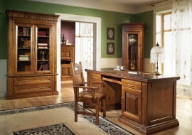 TOSKANIA, drewno i skóra (na blacie), 195 x 70 cm, wys. 78 cm Mebin, wzór