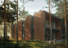 Nowoczesny dom w sosnowym lesie