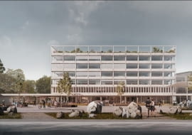 I miejsce w konkursie na projekt nowego budynku Wydziału Psychologii Uniwersytetu Warszawskiego - Piotr Bujnowski Architekt z siedzibą w Warszawie Zespół autorski w składzie: Piotr Bujnowski, Karolina Tunajek (PROJEKT PRAGA), Marcin Garbacki (PROJEKT PRAGA), Zofia Stachura (PROJEKT PRAGA), Jan Szkarłat (PROJEKT PRAGA); we współpracy z: Malwina Mąka (PROJEKT PRAGA), Joanna Ryżko (PROJEKT PRAGA), Krzysztof Nowotka (RENDEREK), Rewitech (instalacje sanitarne), Paweł Wróbel (konsultacje ochrona p.poż.)