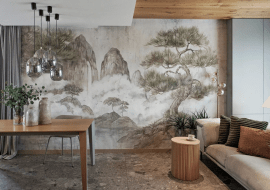 Tapeta oliwkowa na ścianę do salonu - naturalna harmonia w ciepłych tonach