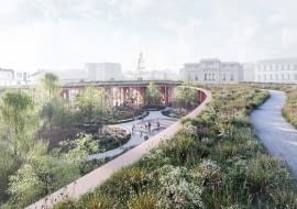 Projekt zagospodarowania terenu byłego targowiska "Flora" w Jeleniej Górze od 3XA Architects.