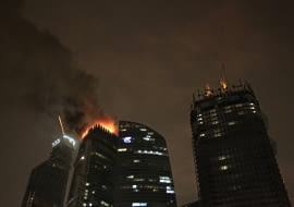 Płonący wieżowiec znajduje się w biznesowej części Moskwy.