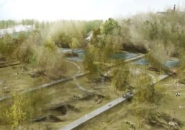 Zwycięski projekt zagospodarowania terenów kopca Powstania Warszawskiego.