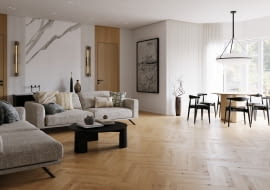 Nowoczesna odsłona ponadczasowego formatu jodełki na panelach winylowych.