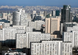 07.03.2011 WARSZAWA , PANORAMA WARSZAWY , DZIELNICA WOLA , WIDOK Z WARSAW TRADE CENTER NA : BUDYNEK PZU , HOTEL WESTIN , BUDYNEK TP S.A. , OSIEDLE ZA ZELAZNA BRAMA . FOT. JACEK LAGOWSKI / AGENCJA GAZETA