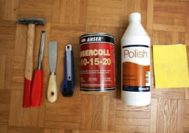 17.07.2007 WARSZAWA - UKLADANIE KLEPKI NAPRAWA KROK PO KROKU - CZTERY KATY POTRZEBNE MATERIALY I NARZEDZIA FOT. ALBERT ZAWADA / AGENCJA GAZETA PUBLIKACJA CZTERY KATY NR 9 (191) - 9 2007 NARZęDZIA MAJSTERKOWANIE aranżacje zrób to sam podłoga